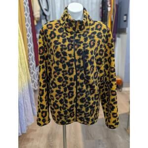 Free Nature Leopard Print Teddy Fleece Jacket